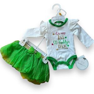 Koala Kids Baby Girls My First St. Patrick's Day Skirt Set 2-Piece Set White NB